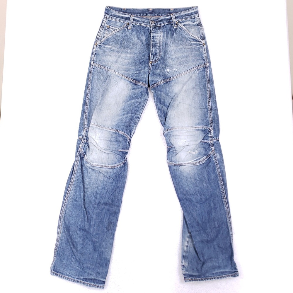G-Star Raw Elwood Heritage Mens 32 Moto Denim Jeans Made In Italy Y2K Workwear